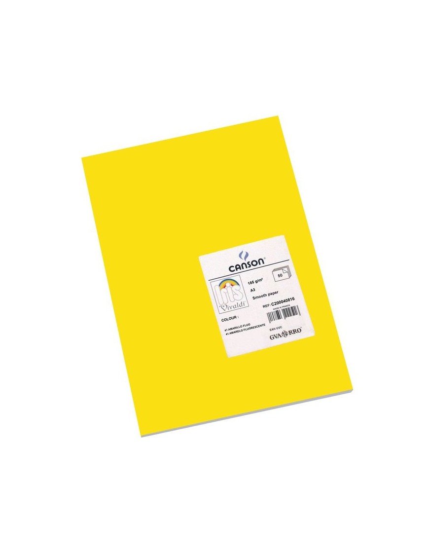 CARTULINA A3 AMARILLO FLUO CANSON IRIS 185GR