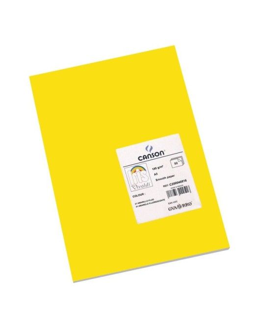 CARTULINA A3 AMARILLO FLUO CANSON IRIS 185GR