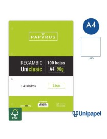 RECAMBIO LISO 100H 4TALADROS 90GR PAPYRUS