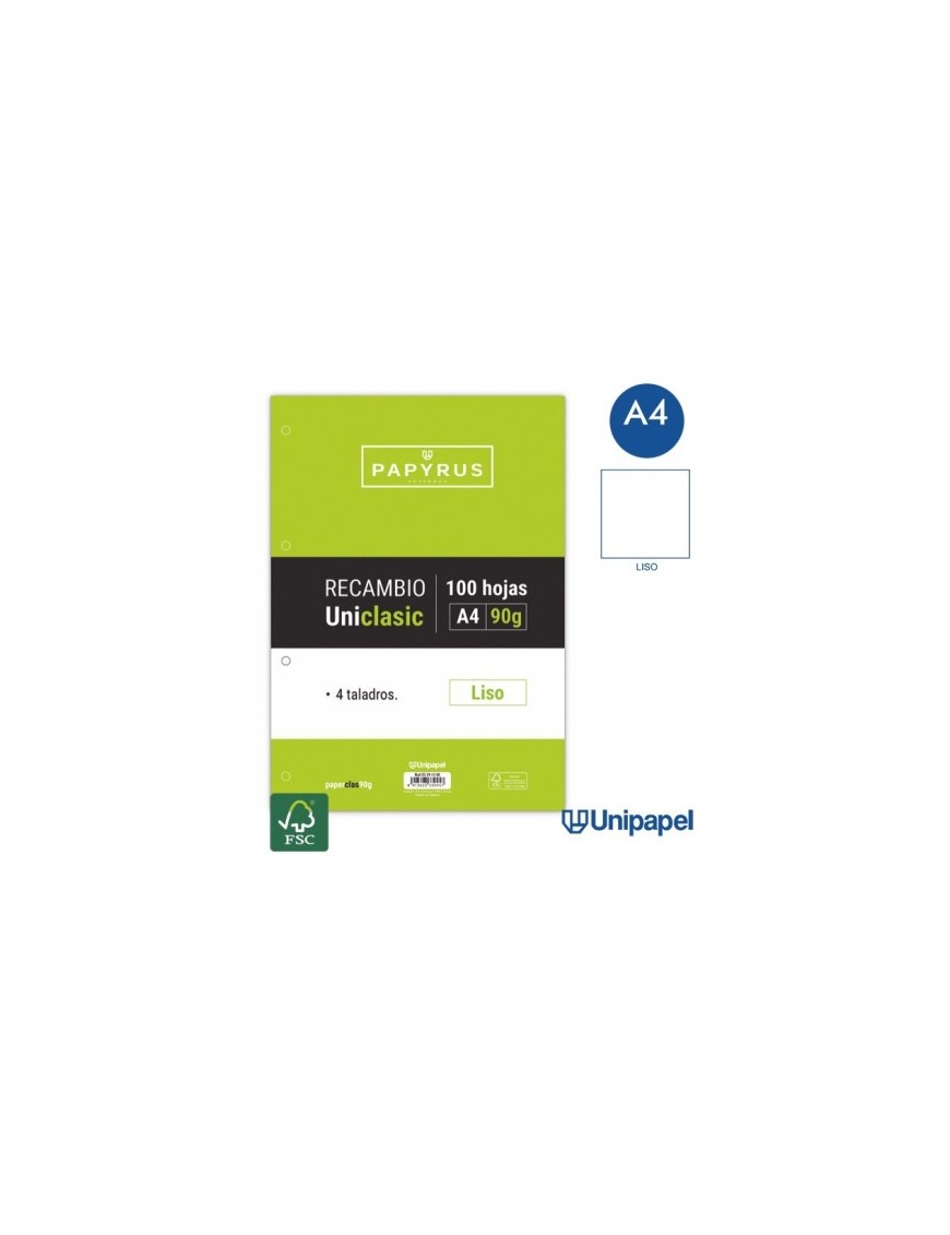 RECAMBIO LISO 100H 4TALADROS 90GR PAPYRUS