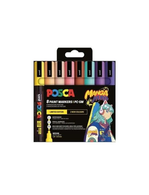 ESTUCHE POSCA PC-5 8UDS MANGA HERO