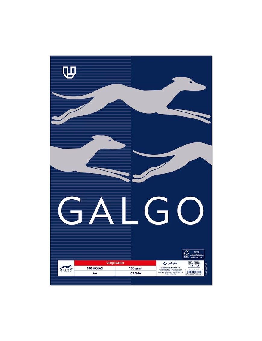 PAPEL VERJURADO CREMA GALGO A4 PAQ 100H 100G