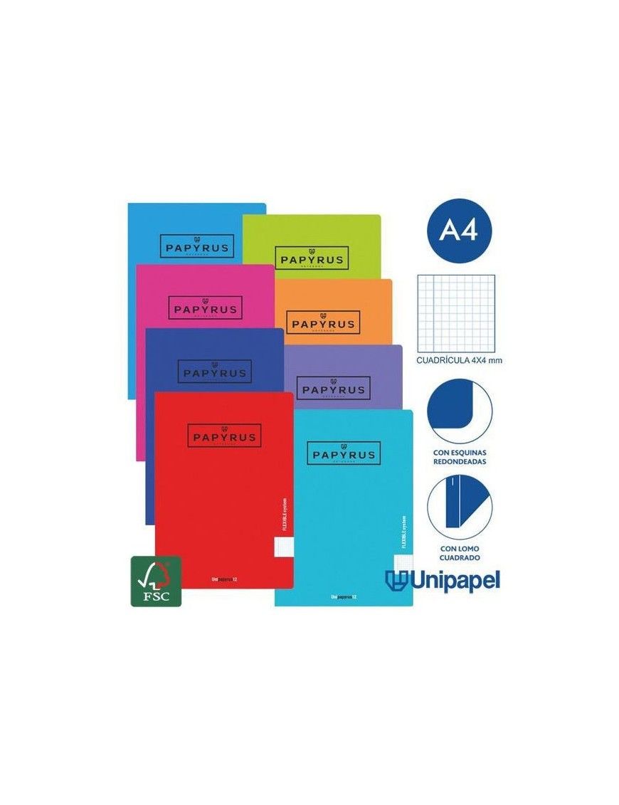 LIBRETA PAPYRUS A4 4X4 POLIPROPILENO 48H 90