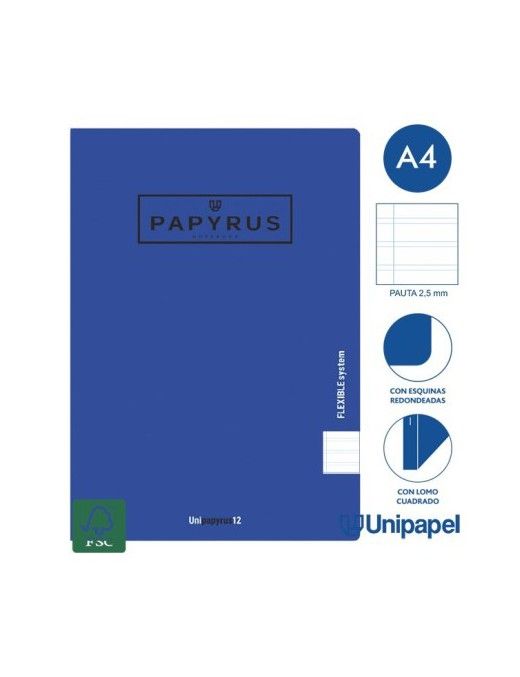 LIBRETA PAPYRUS A4 PAUTA 2,5 POLIPROPILENO