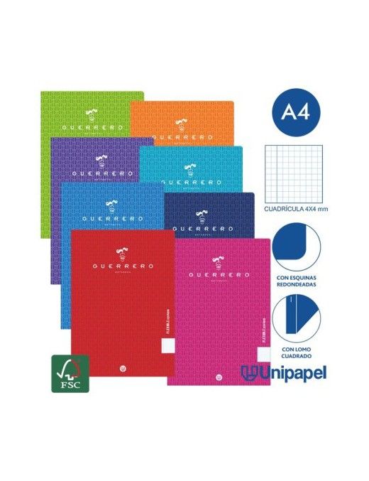 LIBRETA GRAPA GUERRERO A4 48 H 90 G PP 4X4