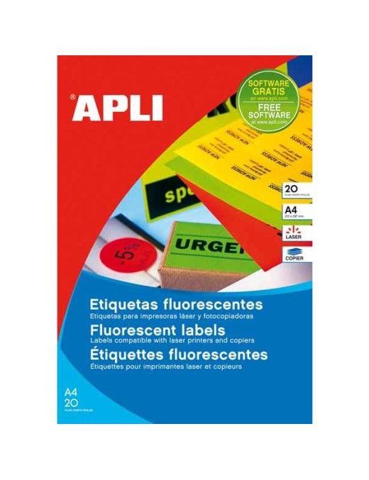 APLI 12981 ETIQUETA FLUORESCENTE AMARILLA 64X33,9