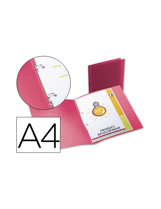 CARPETA DE 2 ANILLAS 15 MM. PP ROJO TRANSLUCIDO