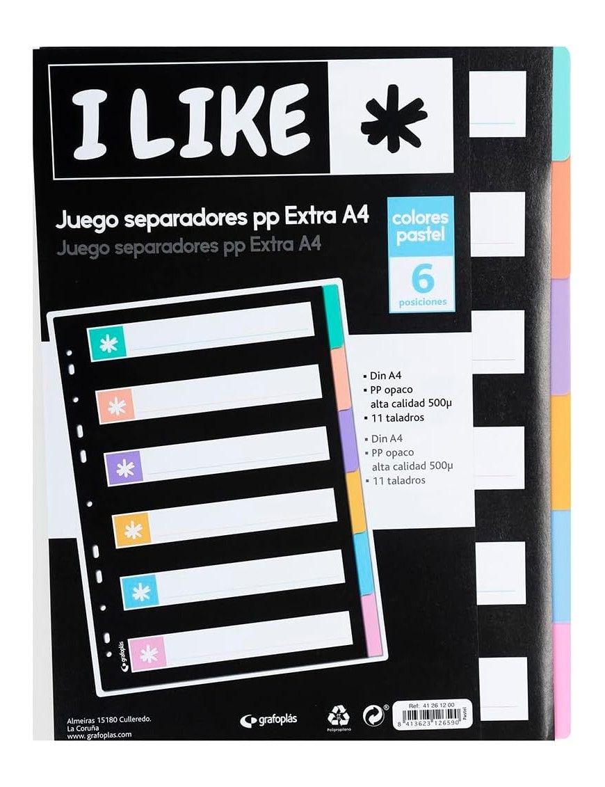 SEPARADOR A4 6 POS LIKE PASTEL