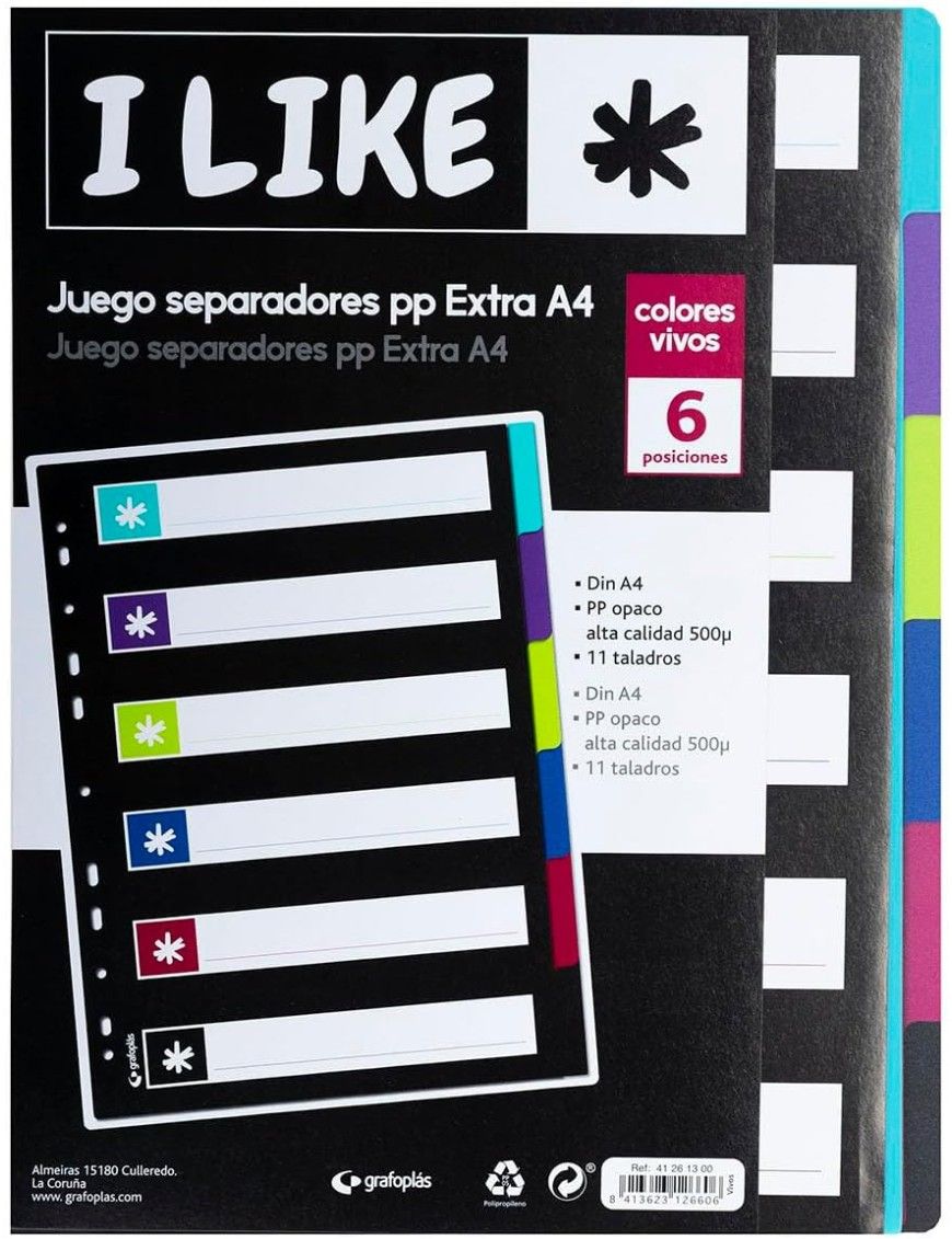 SEPARADOR A4 6 POS LIKE GRAFOPLAS C FUERTES