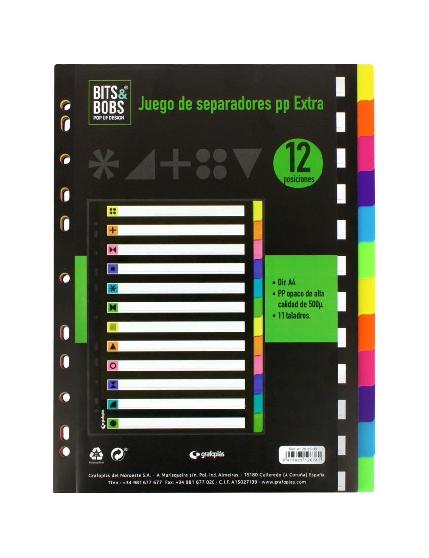 JUEGO SEPARADOR A4 12POS.0,5 B&B FLUOR
