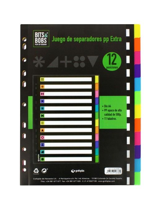 JUEGO SEPARADOR A4 12POS.0,5 B&B FLUOR