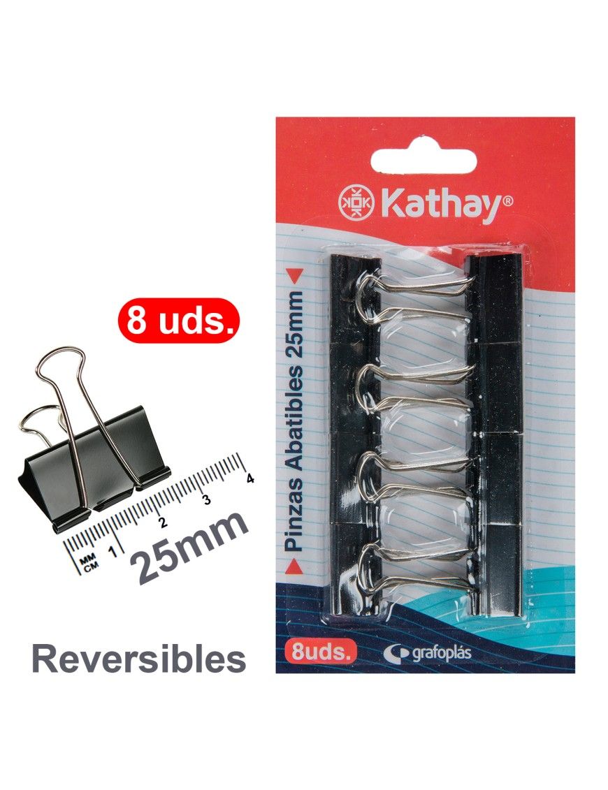 BLISTER 8 PINZAS ABATIBLES NEGRO 25 MM KATHAY