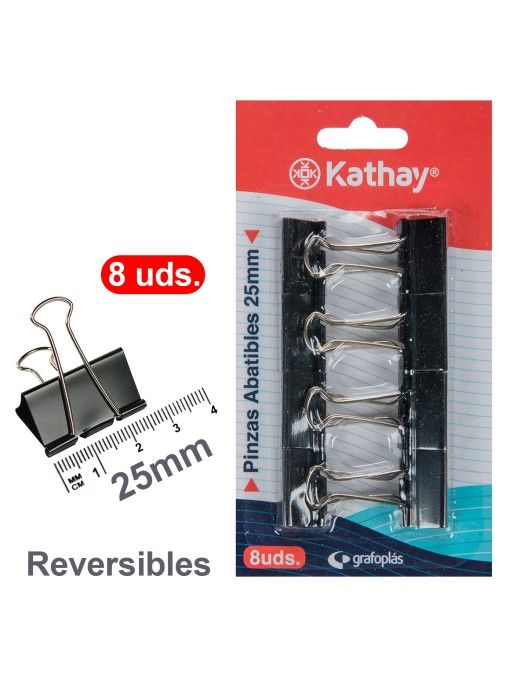 BLISTER 8 PINZAS ABATIBLES NEGRO 25 MM KATHAY