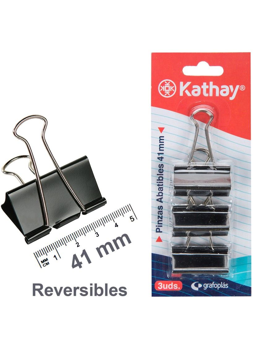BLISTER 3 PINZAS ABATIBLES NEGRO 41 MM KATHAY