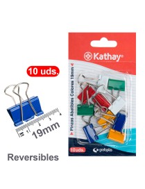 BLISTER 10 PINZAS ABATIBLES COLORES SURTIDOS 19 MM