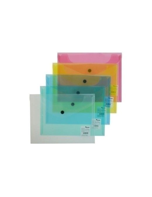 SOBRE PLASTICO BOTON BROCHE A5 SURTIDO