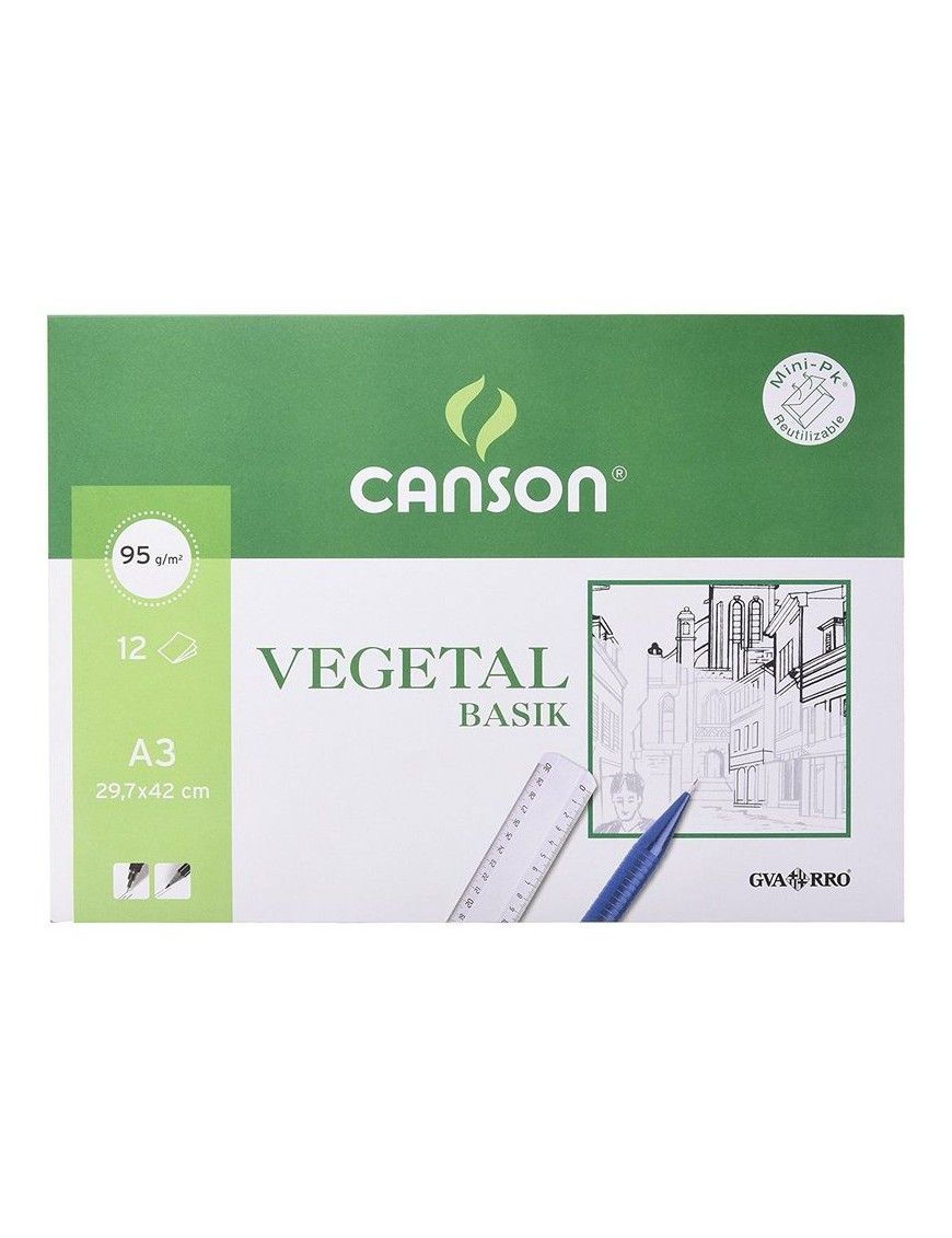 PAPEL VEGETAL A3 90 GR PACK 12 HOJAS CANSON 0