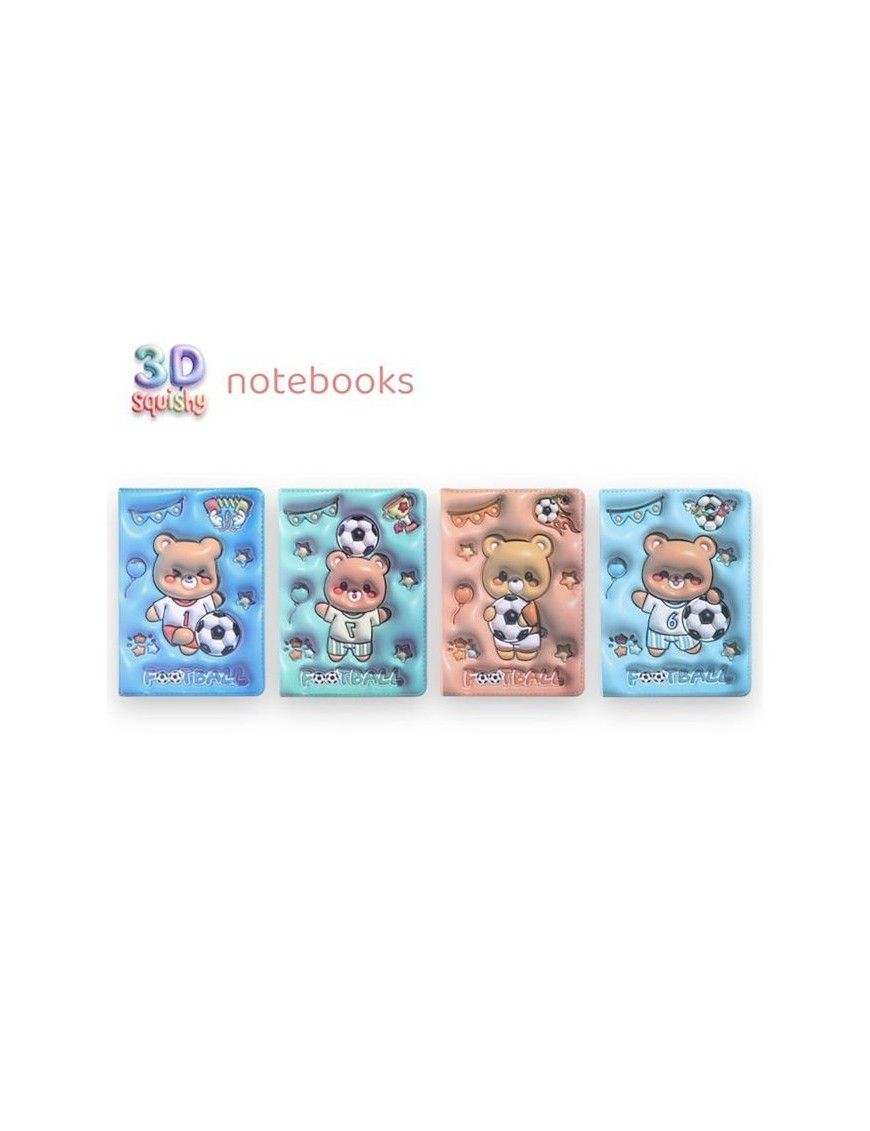 LIBRETAS 3D FUTBOL AND BEAR,4 DISEÑOS