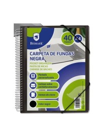 CARPETA FUNDAS ESPIRAL GOMAS Y CANGURO 40F NEGRO