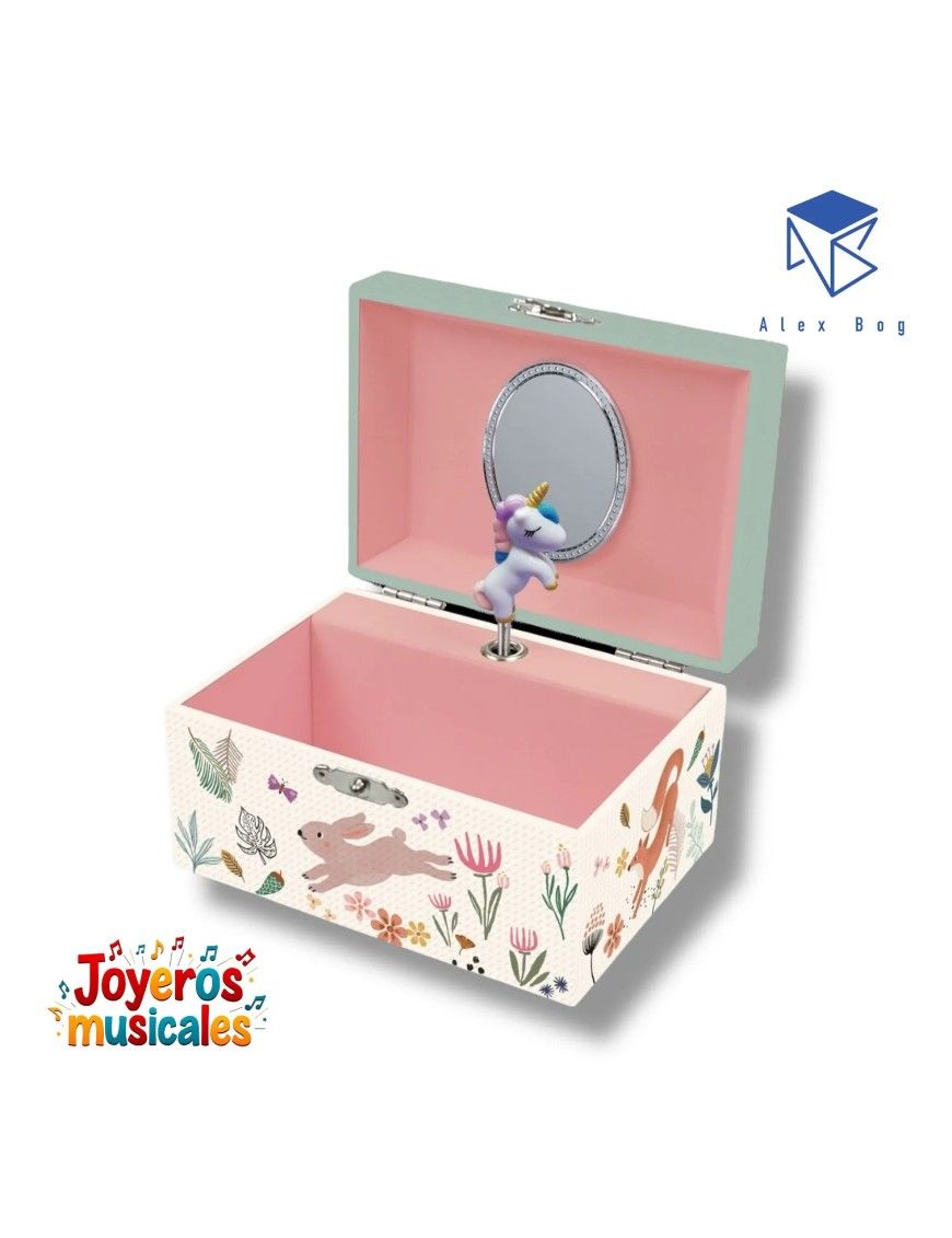 JOYERO MUSICAL MEDIANO ANIMALS AND FLOWERS