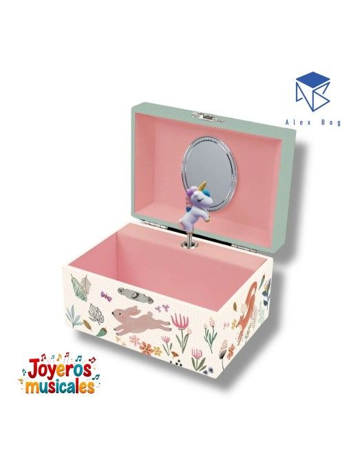 JOYERO MUSICAL MEDIANO ANIMALS AND FLOWERS