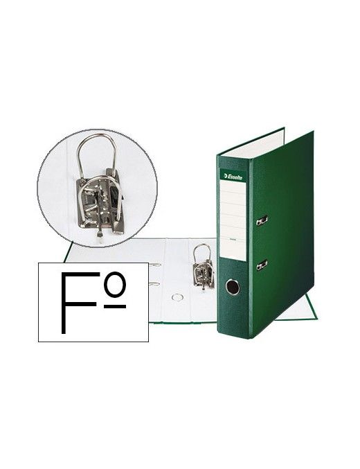 ARCHIVADOR ESSELTE TAMAÑO FOLIO VERDE PVC 75 MM.