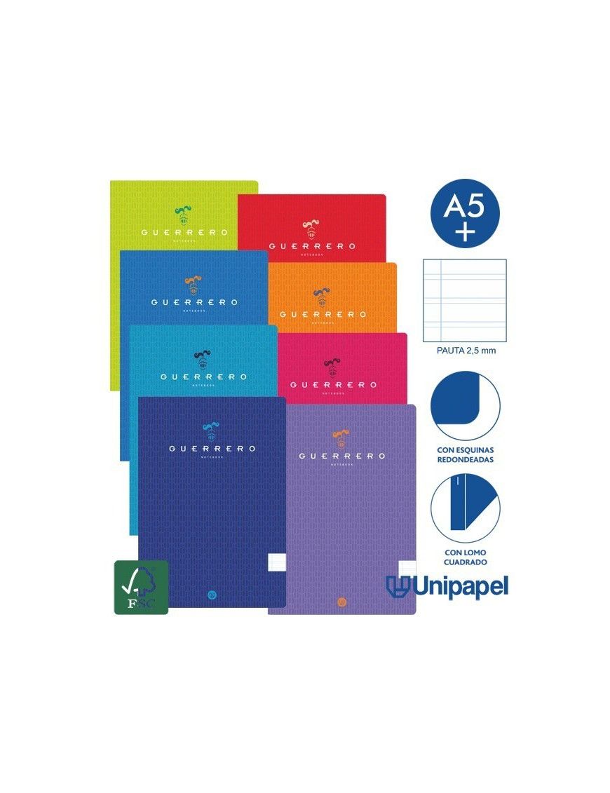 LIBRETA GRAPA GUERRERO A5 48H 90 TAPA BLAN PT 2.5
