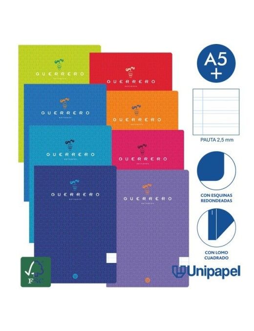 LIBRETA GRAPA GUERRERO A5 48H 90 TAPA BLAN PT 2.5
