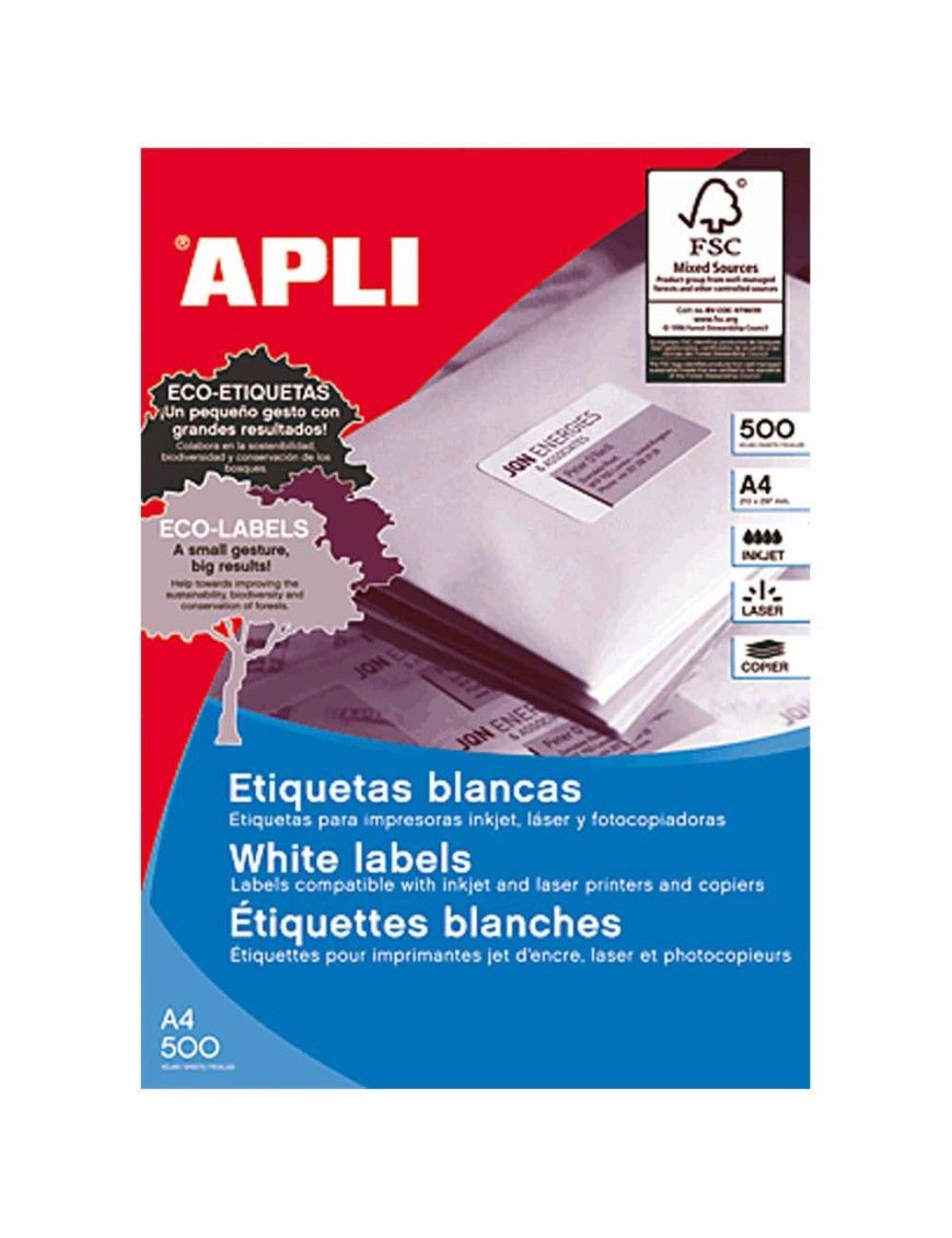 APLI 10563 CAJA 6000 ETIQUETAS BLANCAS DE 105X48