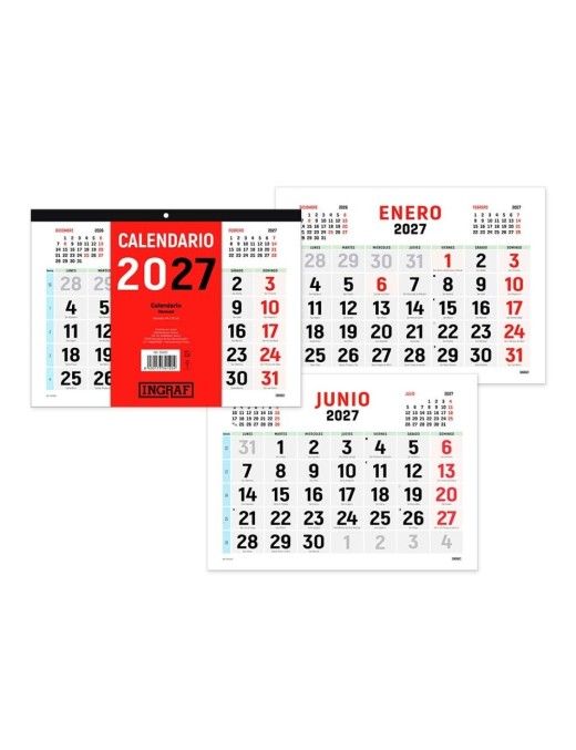CALENDARIO 2027 FALDILLA PARED NUMEROS GRANDES