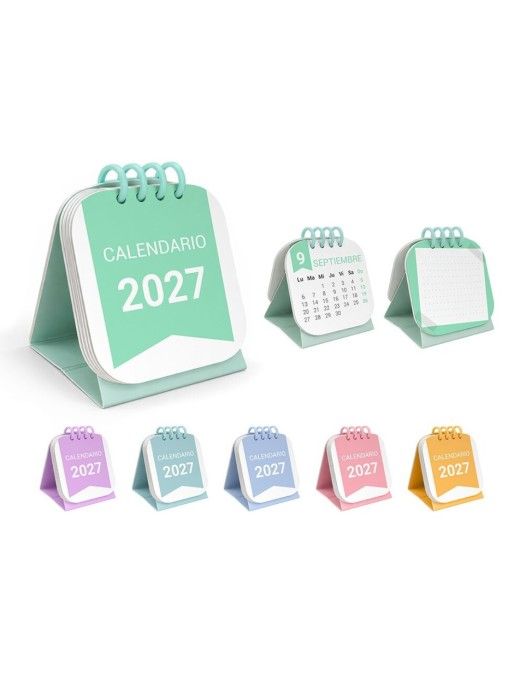 MINI CALENDARIO CON ESPIRAL COLORES SOBREMESA INGR