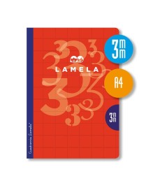 LIBRETA LAMELA A4 CUADRICULA 3MM 50 HOJAS ROJO