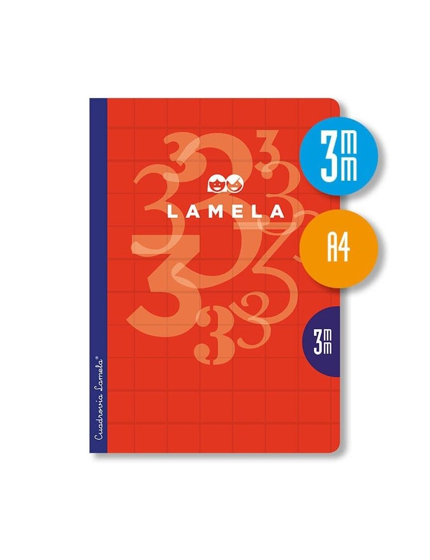 LIBRETA LAMELA A4 CUADRICULA 3MM 50 HOJAS ROJO