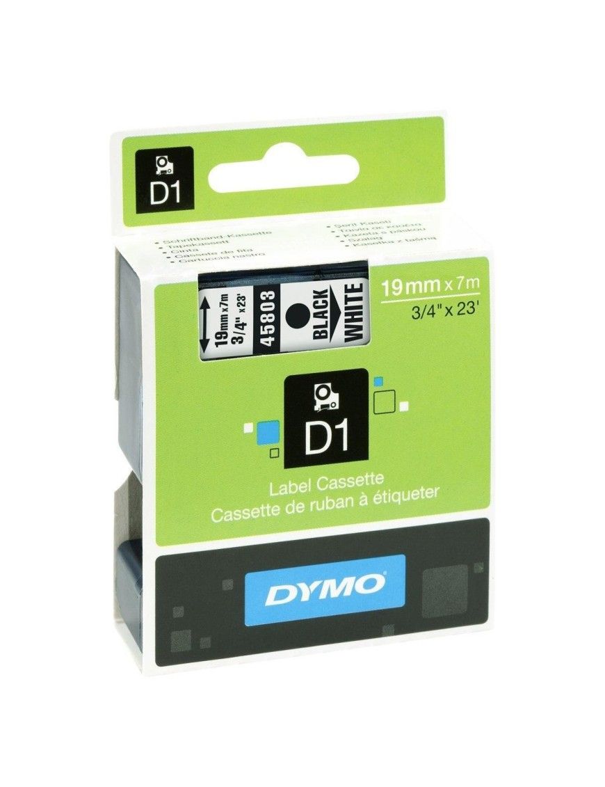 CINTA DYMO ELEC. (45803) BLANCO/NEGRO. 19MMX7M