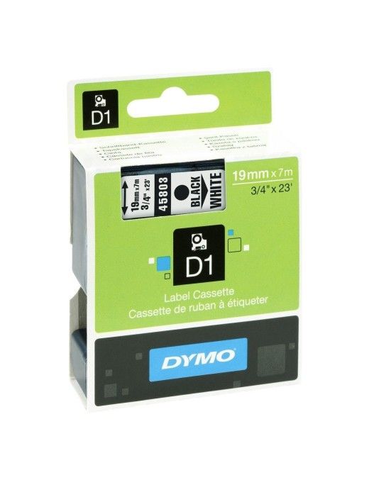 CINTA DYMO ELEC. (45803) BLANCO/NEGRO. 19MMX7M