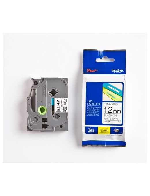 CINTA BROTHER TZE231 12MMX8M BLANCO/NEGRO