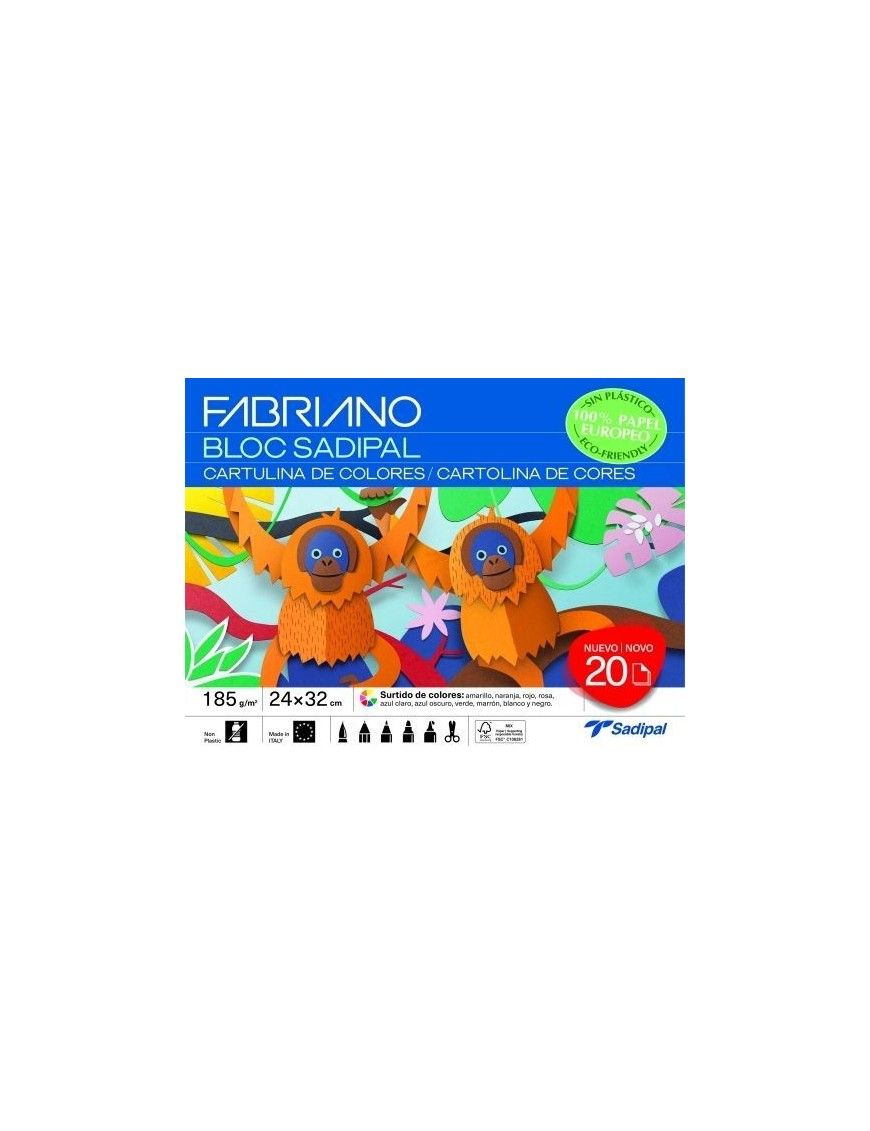 BLOC 20H CARTULINAS COLORES SURTIDO SADIPAL