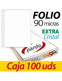 FUNDA MULTITALADRO CRISTAL FOLIO PARDO C/100UDS