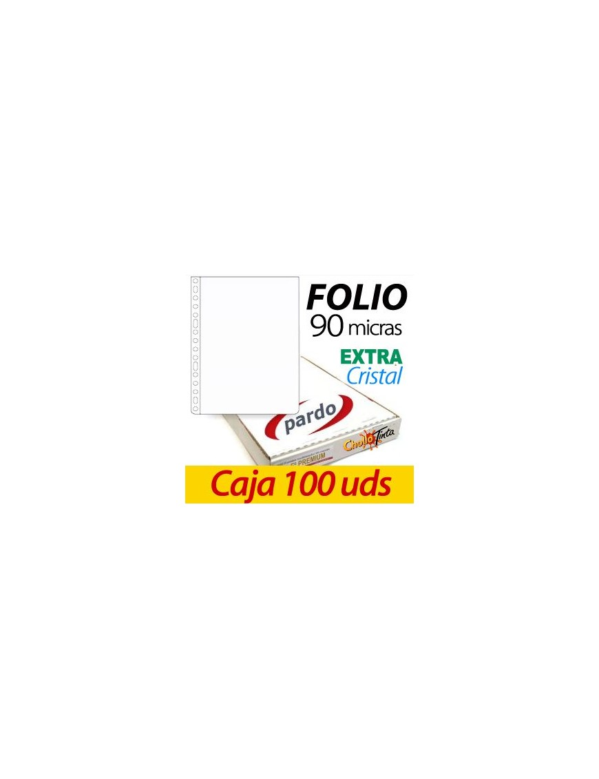 FUNDA MULTITALADRO CRISTAL FOLIO PARDO C/100UDS