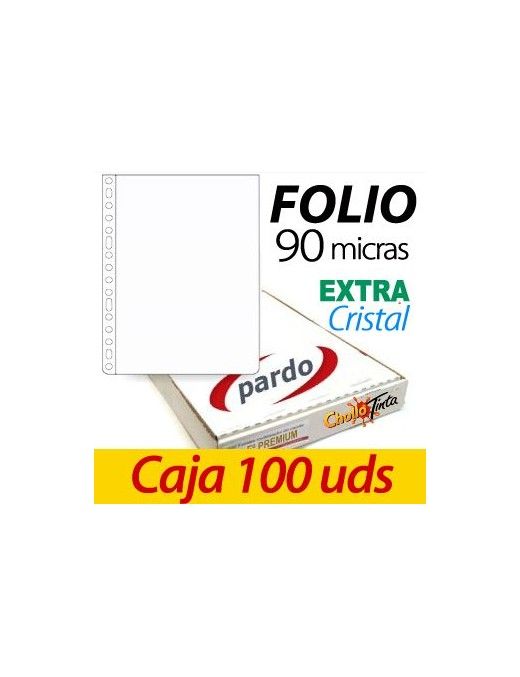 FUNDA MULTITALADRO CRISTAL FOLIO PARDO C/100UDS