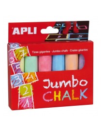 CAJA DE 6 TIZAS JUMBO CHALK COLORES SURTIDOS APLI