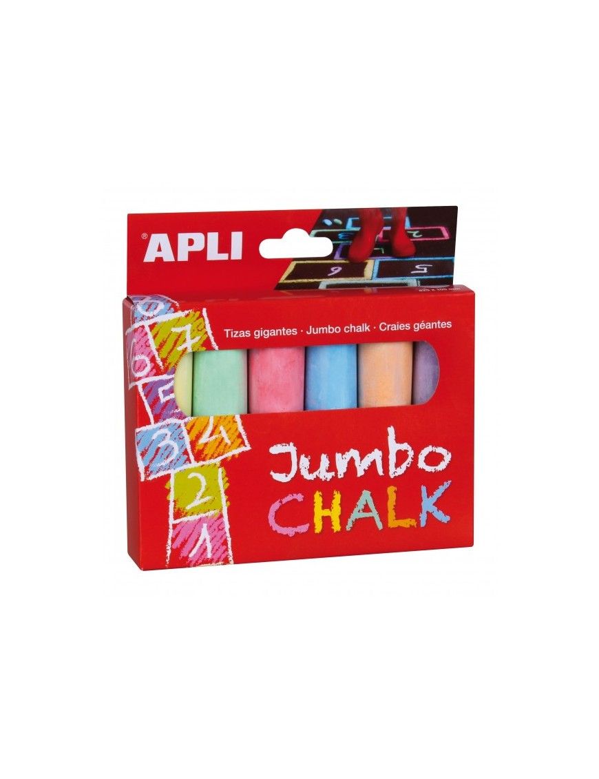 CAJA DE 6 TIZAS JUMBO CHALK COLORES SURTIDOS APLI