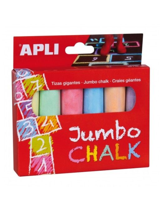 CAJA DE 6 TIZAS JUMBO CHALK COLORES SURTIDOS APLI