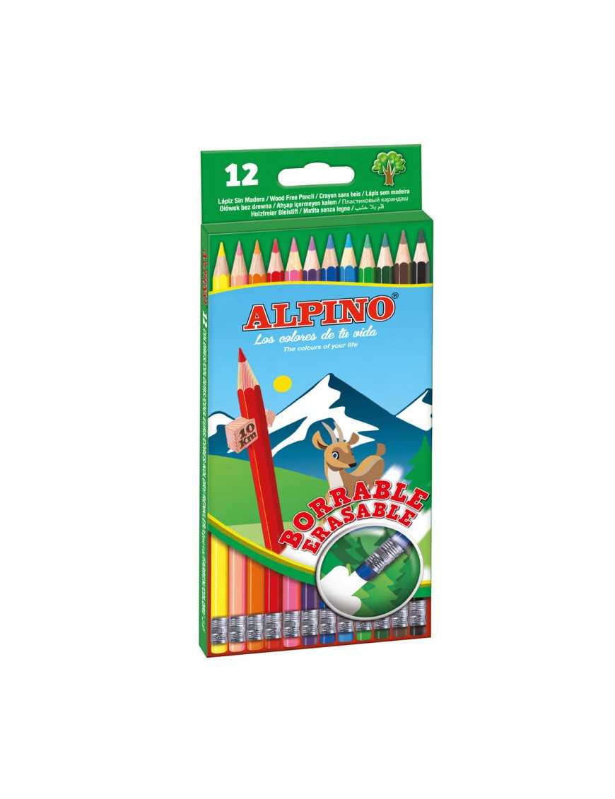 CAJA DE 12 LAPICES DE COLOR ALPINO BORRABLES