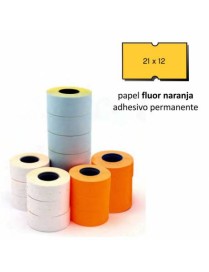 PACK 6 ROLLOS ETIQUETAS FLUOR 21X12 PERMANENTE