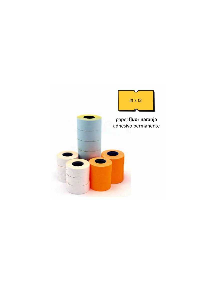 PACK 6 ROLLOS ETIQUETAS FLUOR 21X12 PERMANENTE