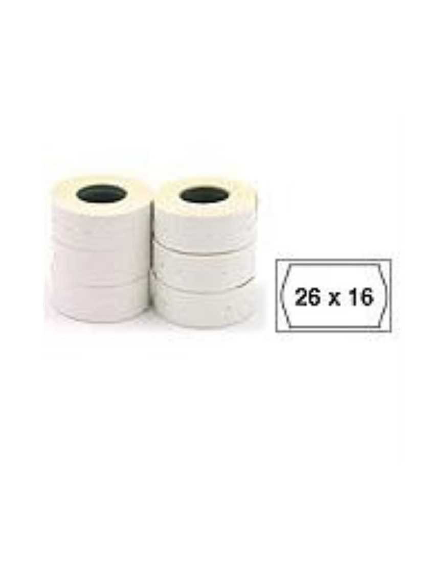 PACK 6 ROLLOS ETIQUETAS 26X16 BLANCAS PERMANENTES