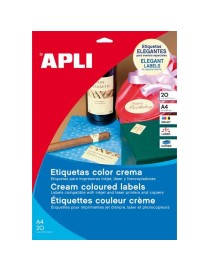 APLI 11802 CAJA DE 20 ETIQUETAS CREMA DE 210X297