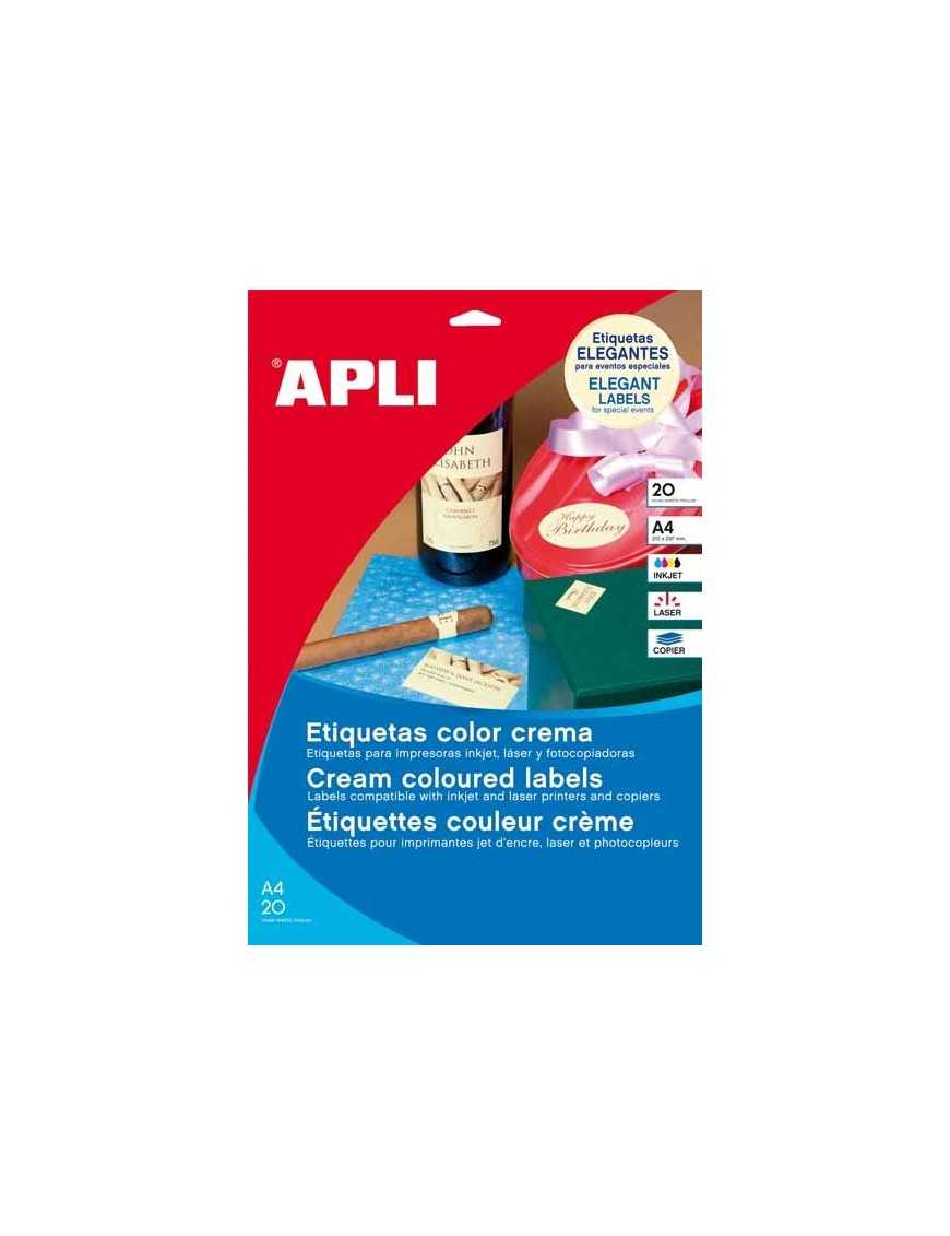 APLI 11802 CAJA DE 20 ETIQUETAS CREMA DE 210X297