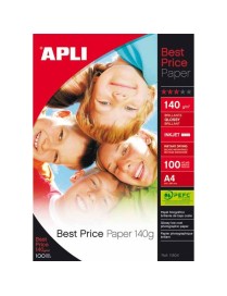 APLI 100 HOJAS PAPEL FOTOGRAFICO BRILLANTE A4 140G